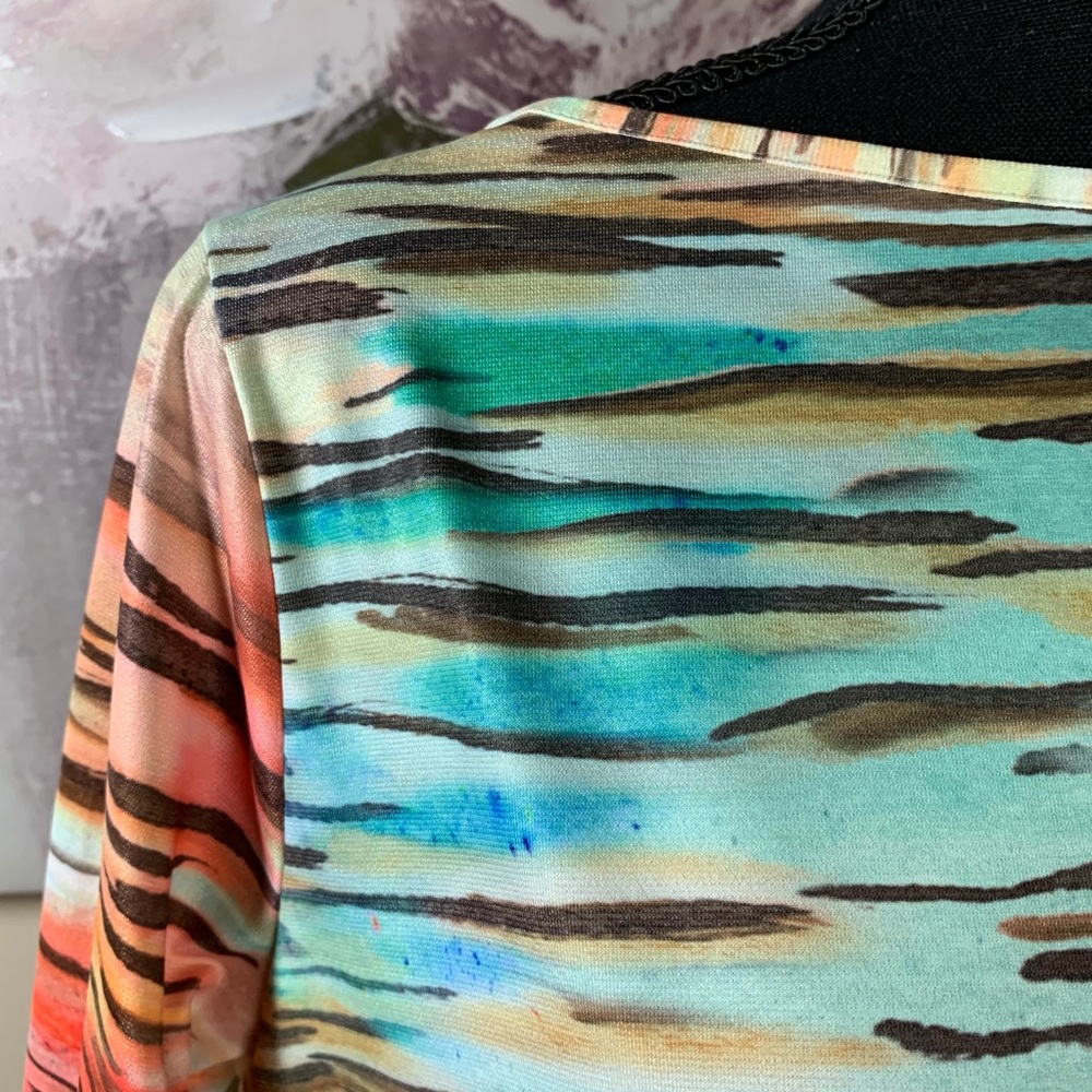 Peck&Peck Multicolor 3/4 Sleeves Stretch Top